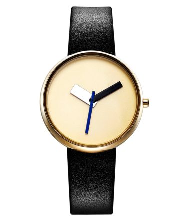 SHENGKE Fashion Unique Design Watch K0086L Dial Minimalism Style Gold Alloy Case Office Handwatch